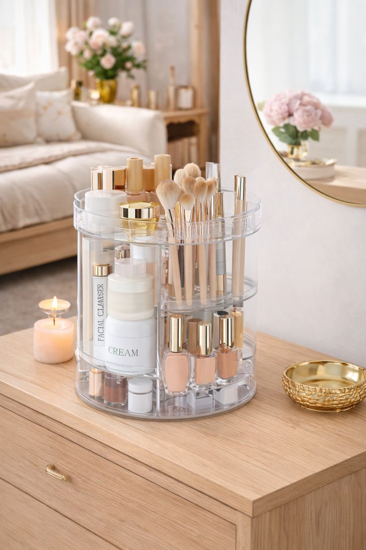 360° Rotating Cosmetic Organizer | Makeup Storage Box