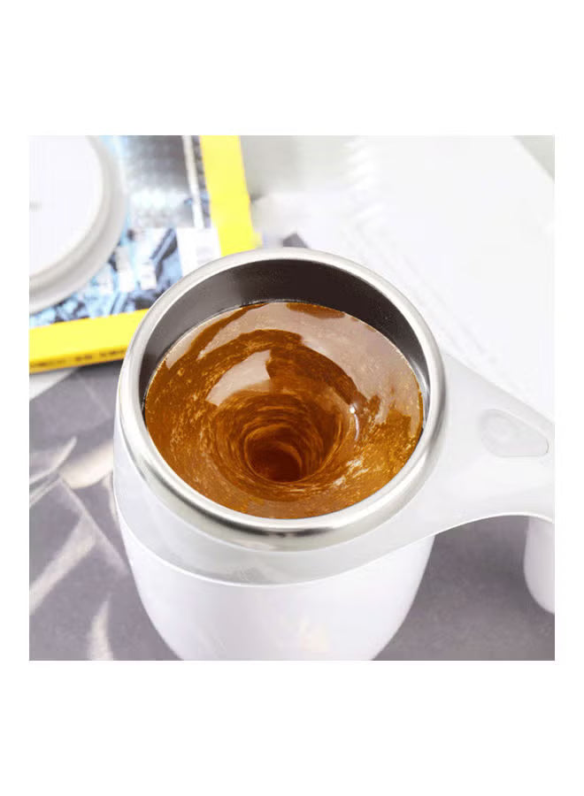 Self Stirring Mug With Lid – Automatic Magnetic Stirring Coffee Cup (White)