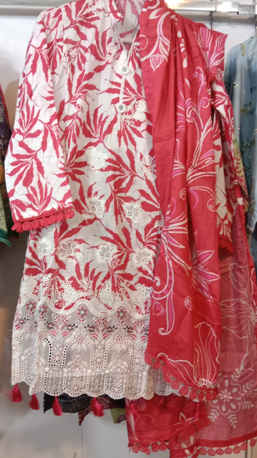 Premium Lawn Digital Printed Shirt with Daman Applique Tissue Lace | Digital Printed Voil Dupatta | Comfort Dyed Trouser