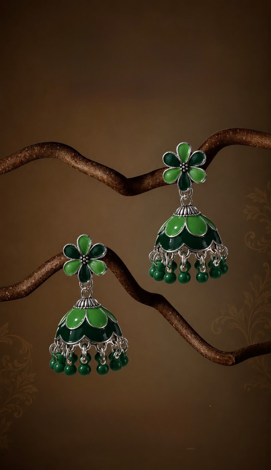 Floral Green Jhumka