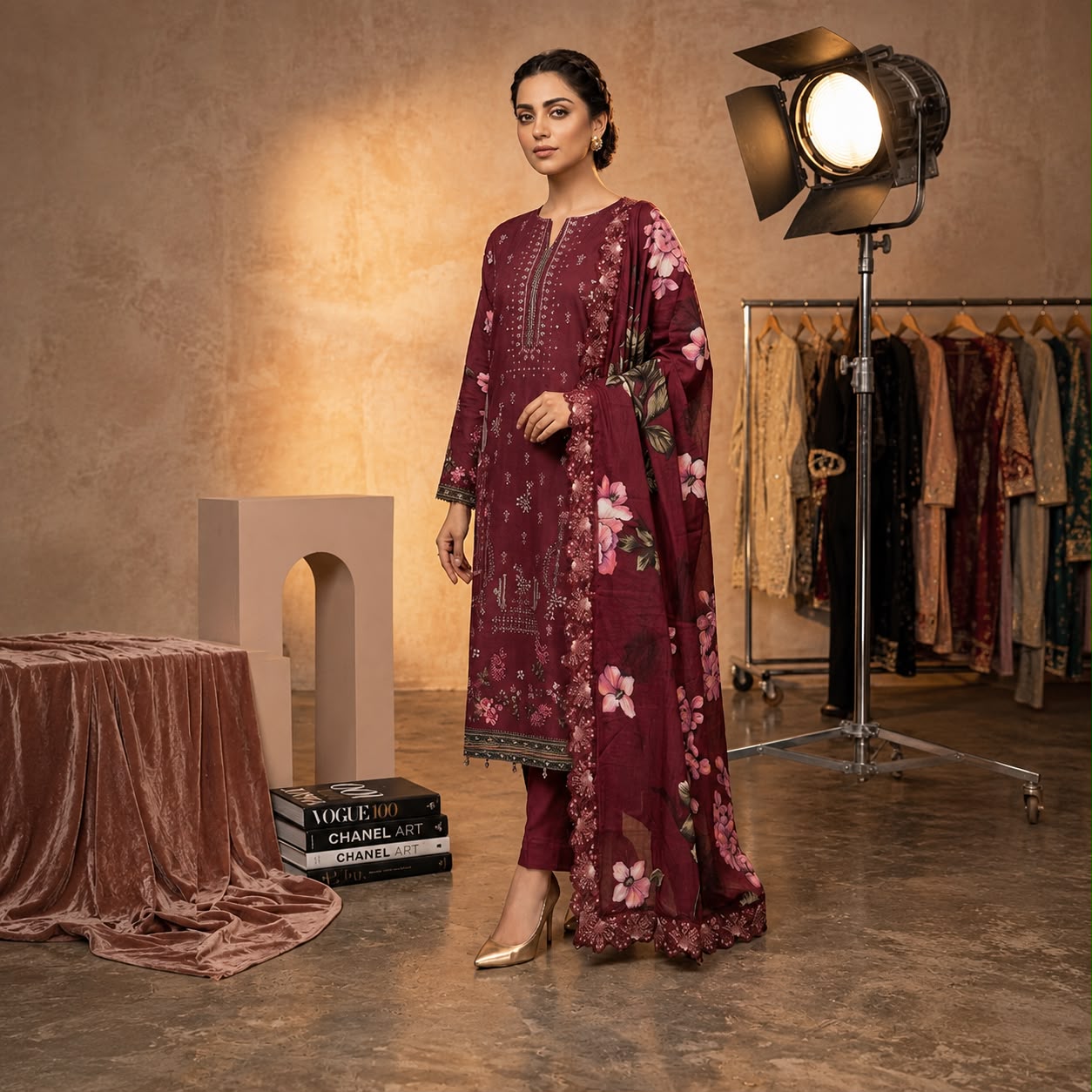 DIGITAL PREMIUM LAWN HEAVY EMBROIDERY SHIR DIGITAL PREMIUM VOIL FANC EMBROIDERY LACE DUPATA DYED TROUSER