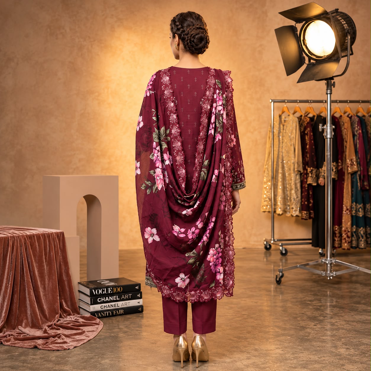 DIGITAL PREMIUM LAWN HEAVY EMBROIDERY SHIR DIGITAL PREMIUM VOIL FANC EMBROIDERY LACE DUPATA DYED TROUSER