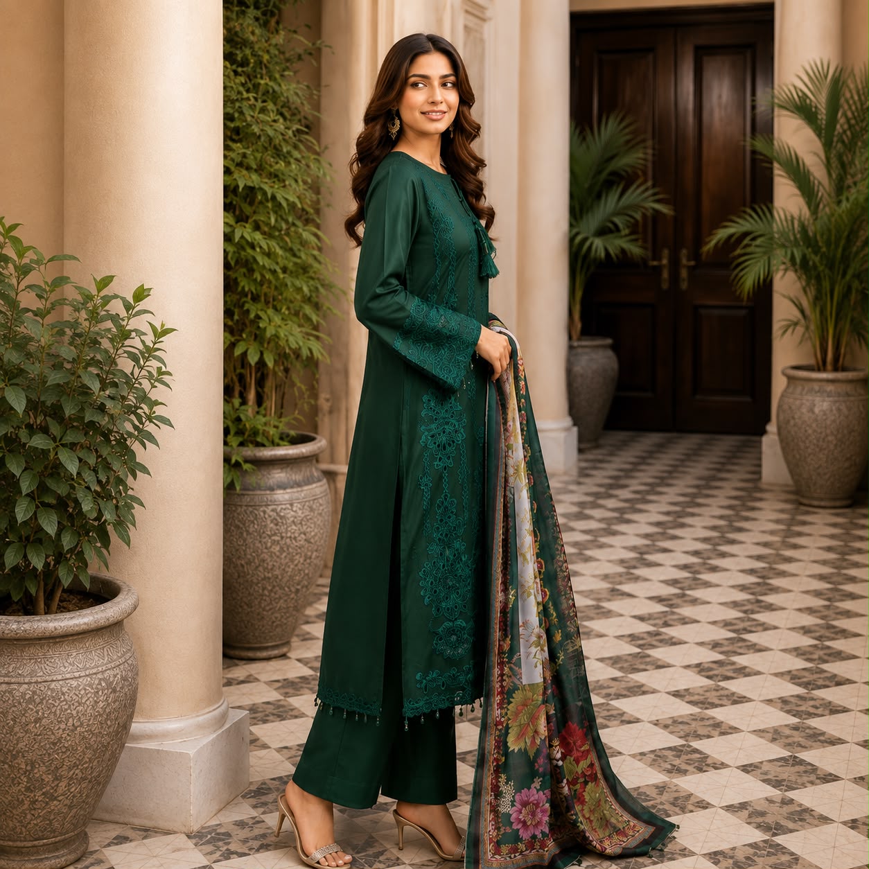 Noor-e-Mehfil — Embroidered Silk Ensemble Artical:909A
