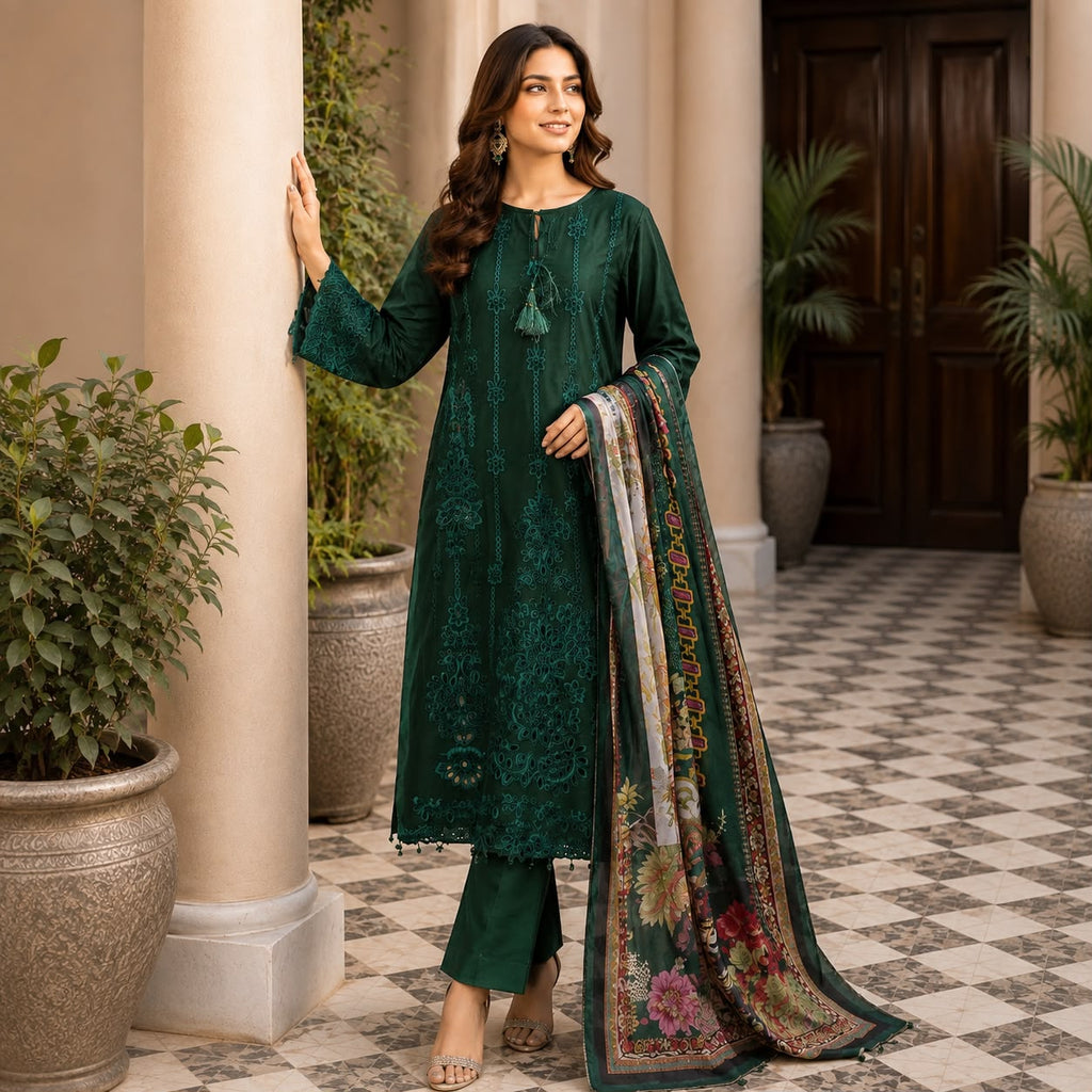 Noor-e-Mehfil — Embroidered Silk Ensemble Artical:909A