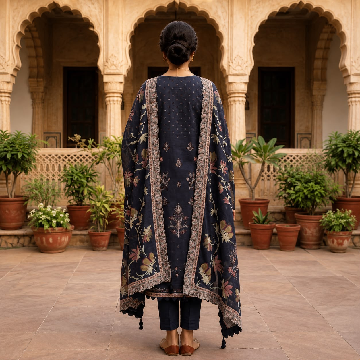 Royal Navy Blue Embroidered 3-Piece Suit vol 962 #d 6