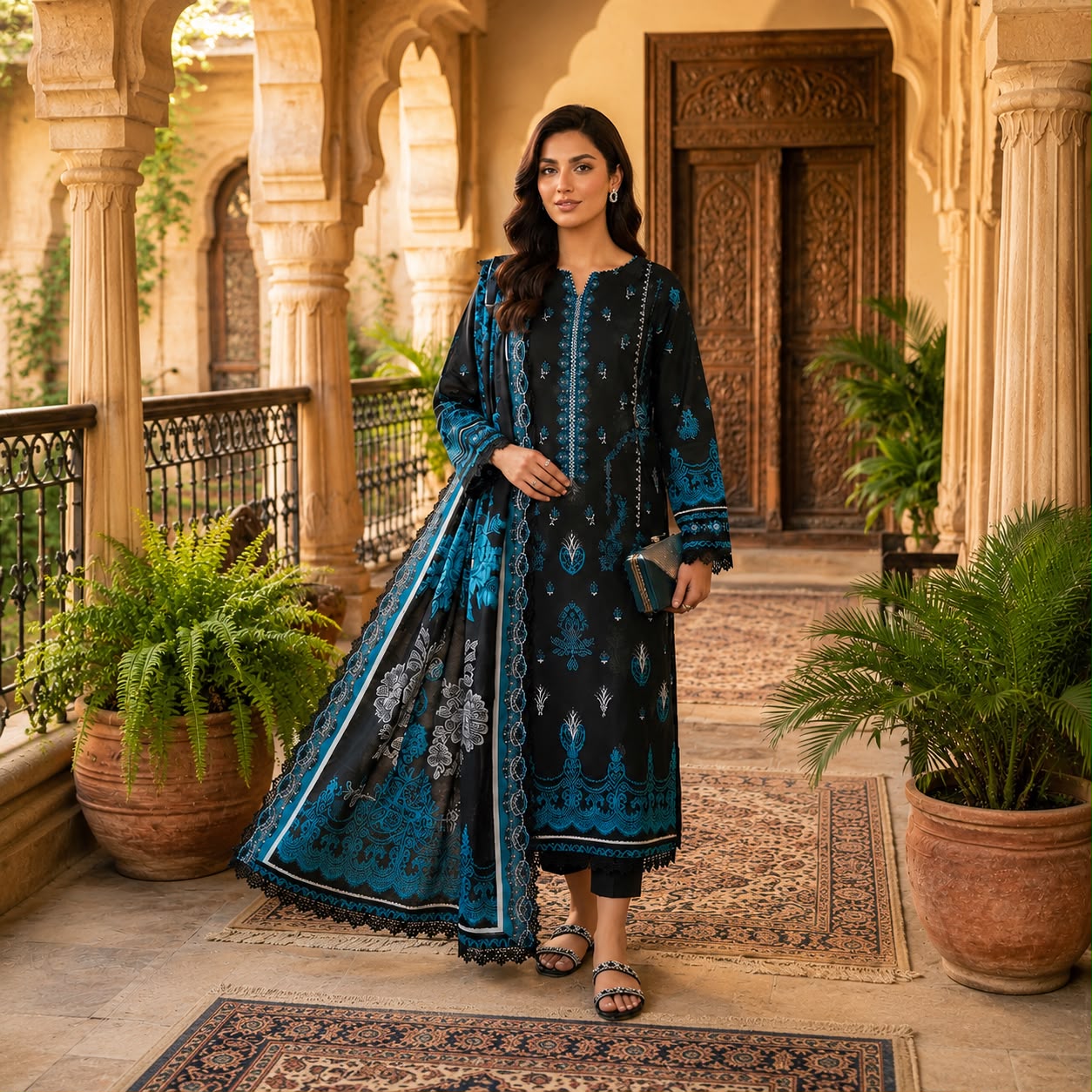 Black & Teal 3-Piece Suit VOL:962 #D2