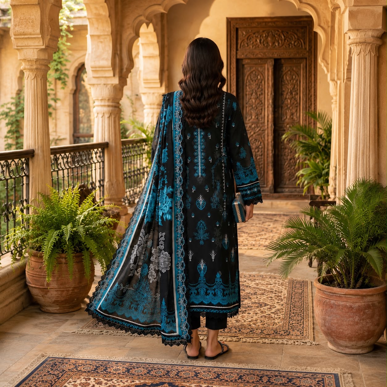 Black & Teal 3-Piece Suit VOL:962 #D2