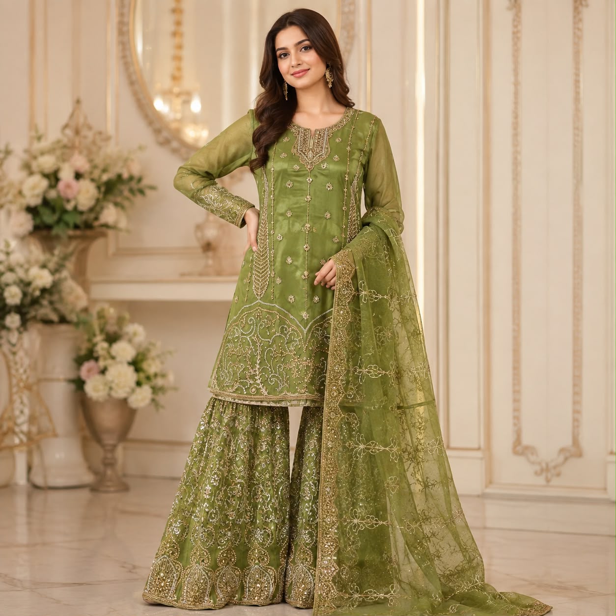 Hyyas 6 Kali Gharara shocking pink