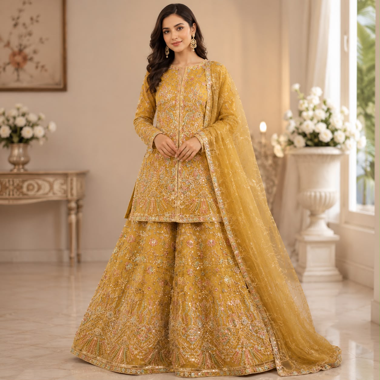 Hyyas Gon tissue sharara 3- piece