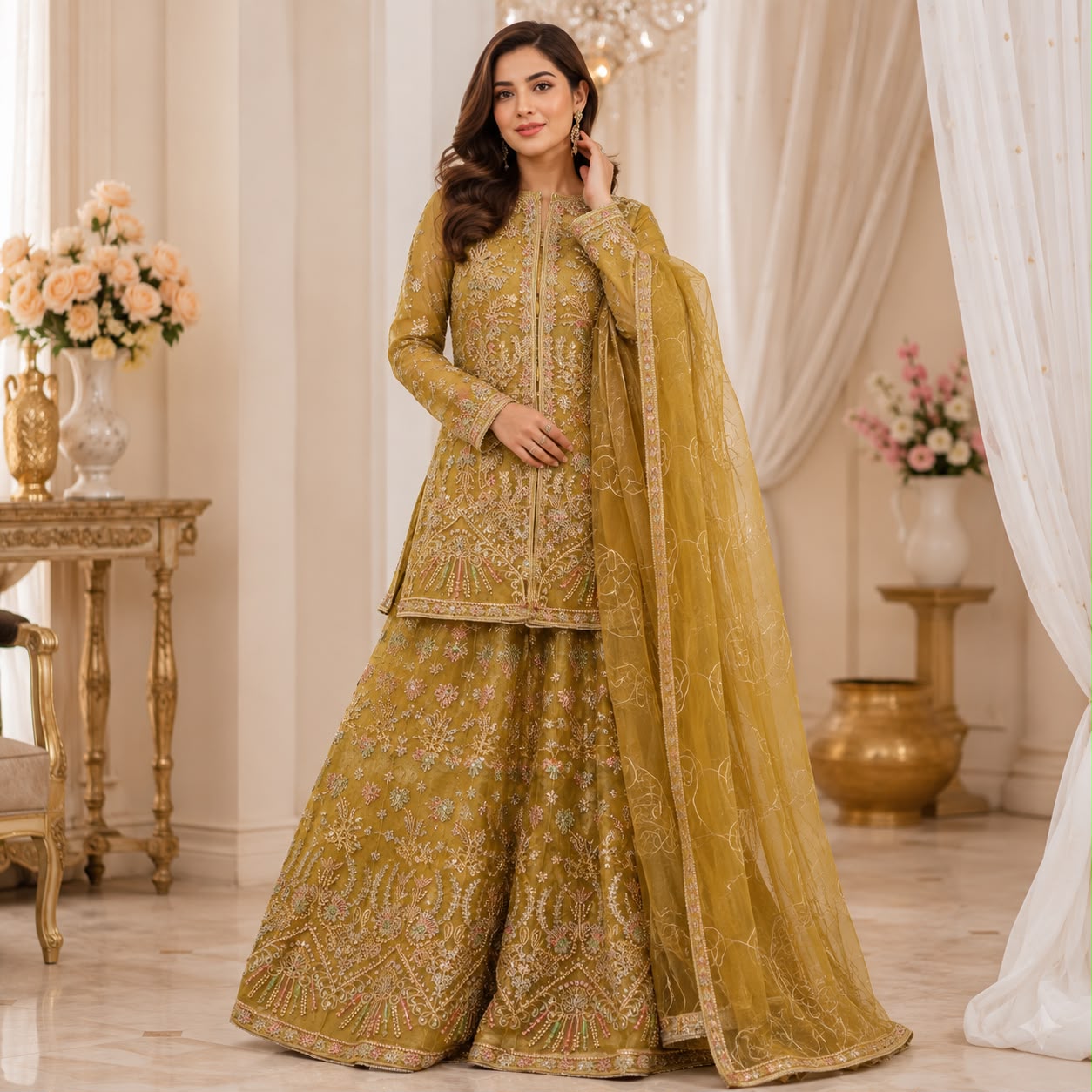 Hyyas Gon tissue sharara 3- piece
