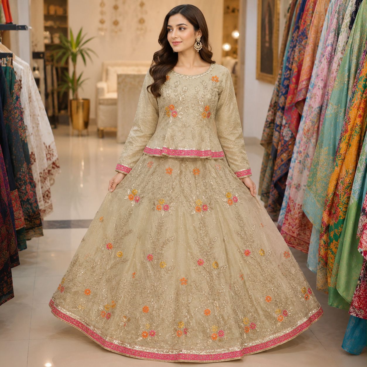 Champagne Gold / Cream Sharara Set by Hyyas