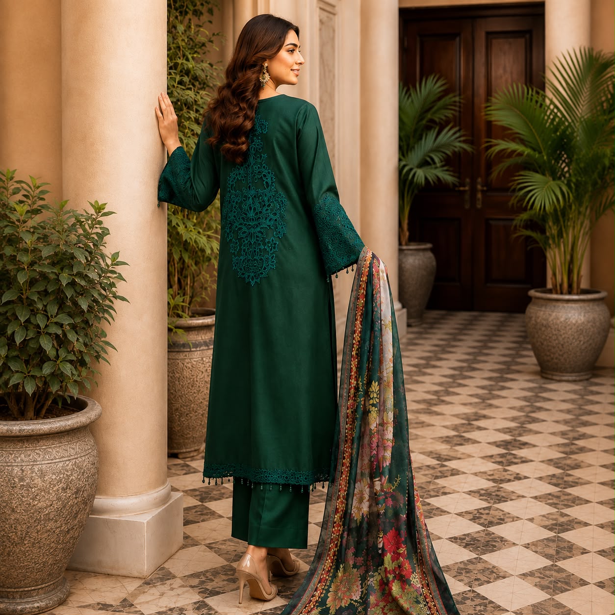 Noor-e-Mehfil — Embroidered Silk Ensemble Artical:909A