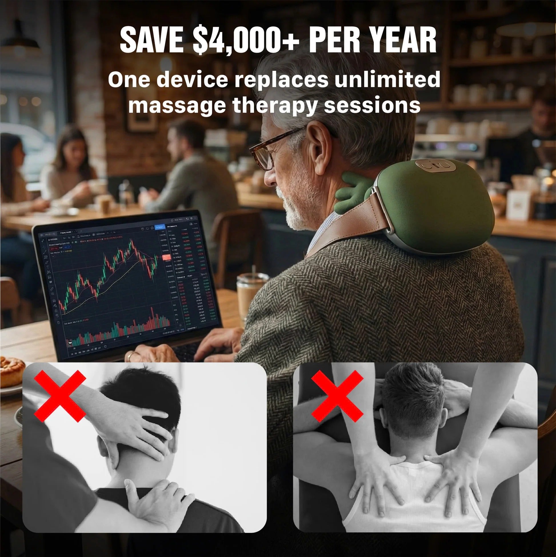 Portable Shoulder and Neck Massager Dual Palm Kneading